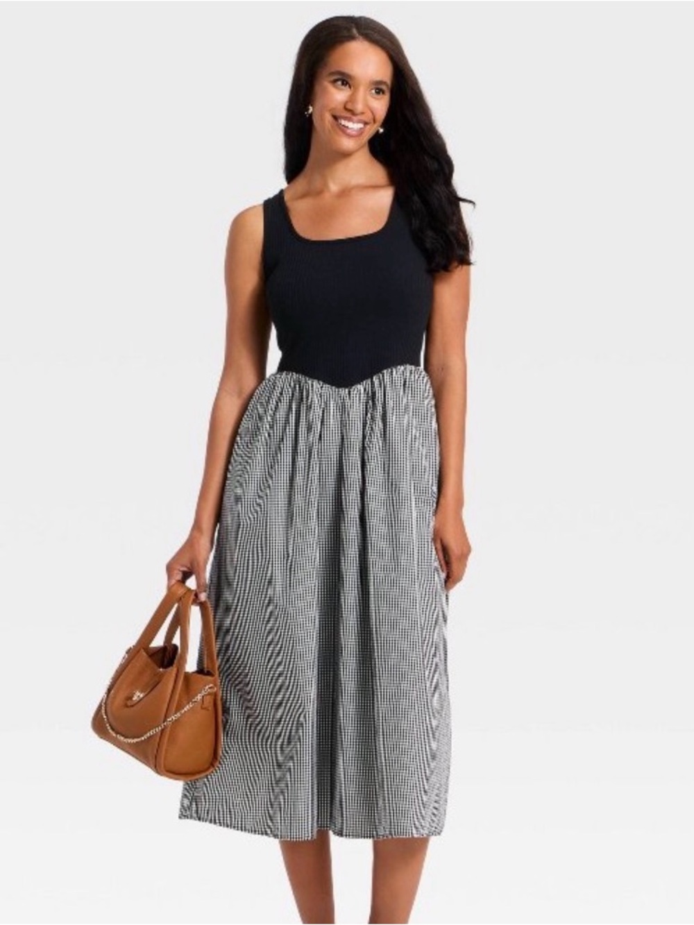 Black and white gingham tank dress